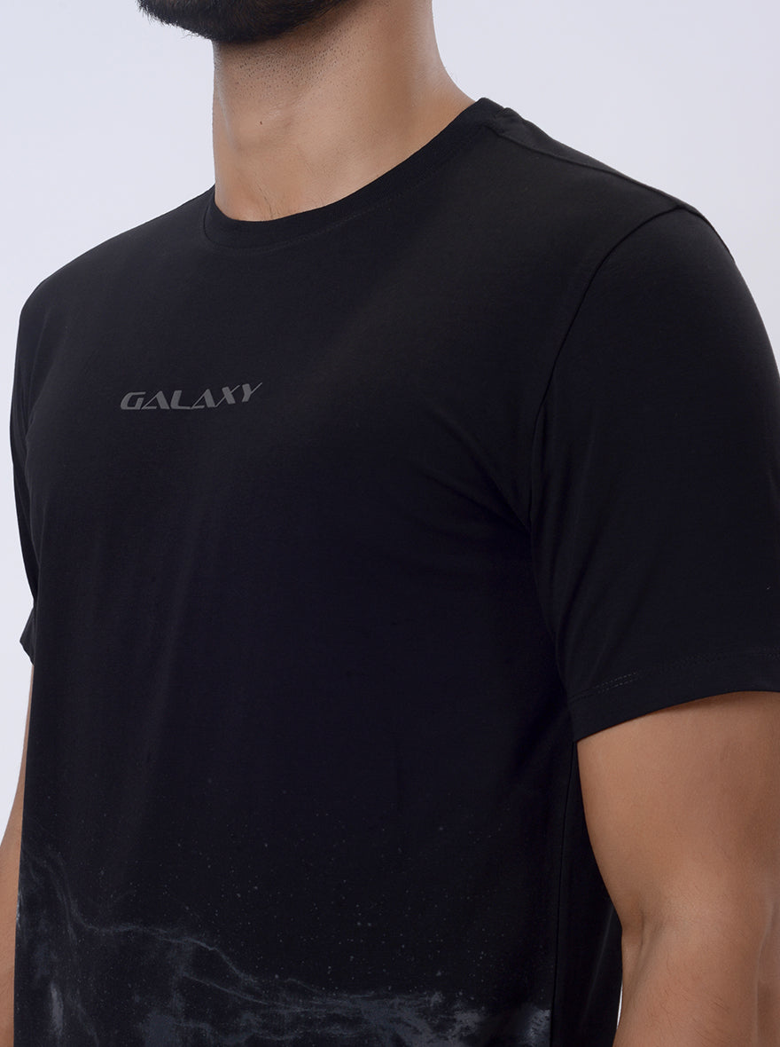 Black Printed Slim Fit T-Shirt | JadeBlue