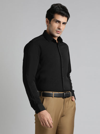 Black Solid Slim Fit Party Wear Shirt | Greenfibre