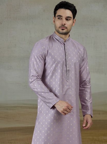 Lilac Purple Embroidered Kurta Pajama | JB X JB