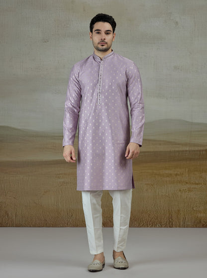 Lilac Purple Embroidered Kurta Pajama | JB X JB