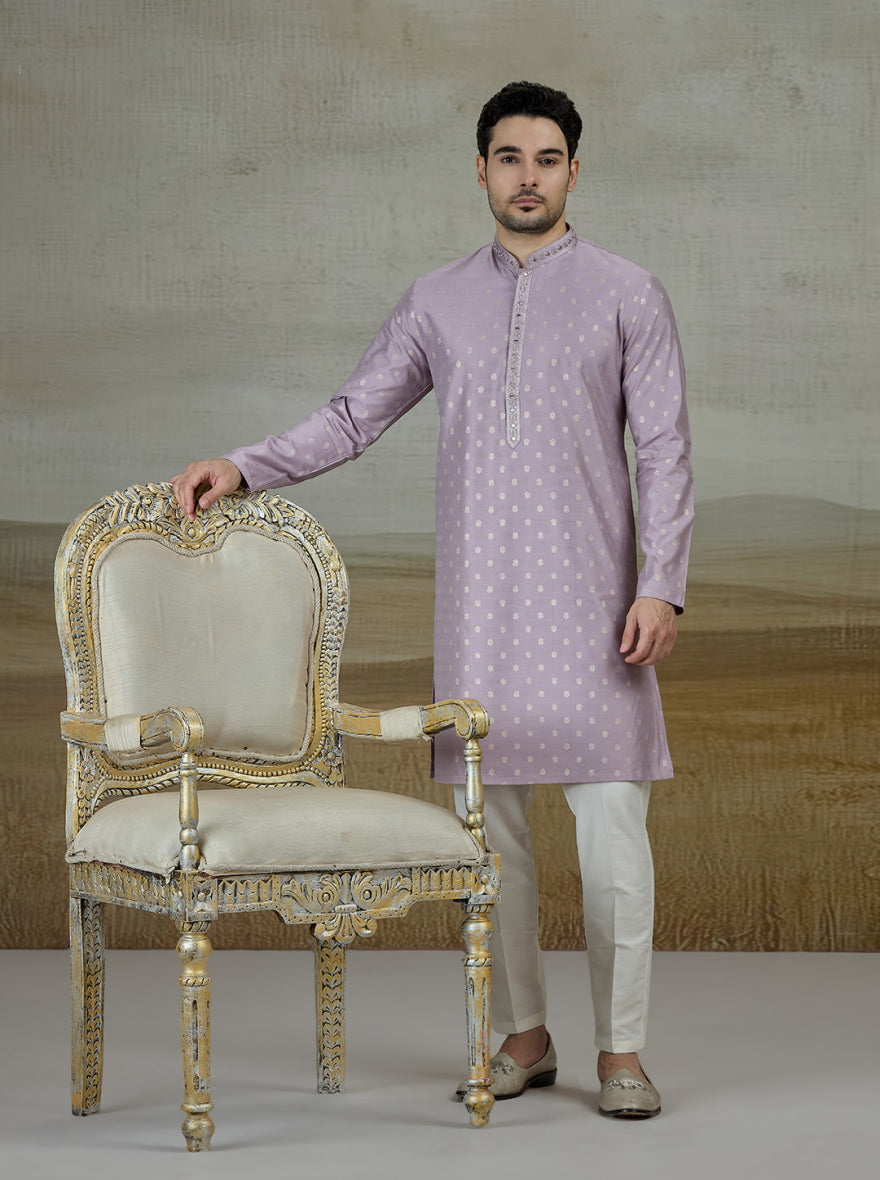 Lilac Purple Embroidered Kurta Pajama | JB X JB