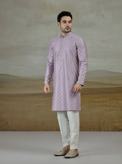 Lilac Purple Embroidered Kurta Pajama | JB X JB