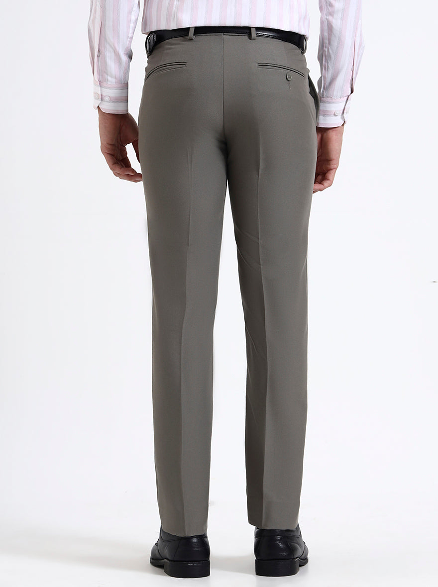 Grey Solid Slim Fit Formal Trouser | Metal