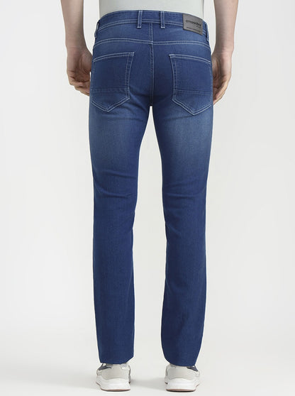 Mid Blue Solid Narrow Fit Jeans | Greenfibre