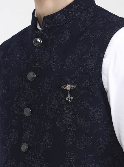 Blue Printed Regular Fit Waistcoat | Wyre