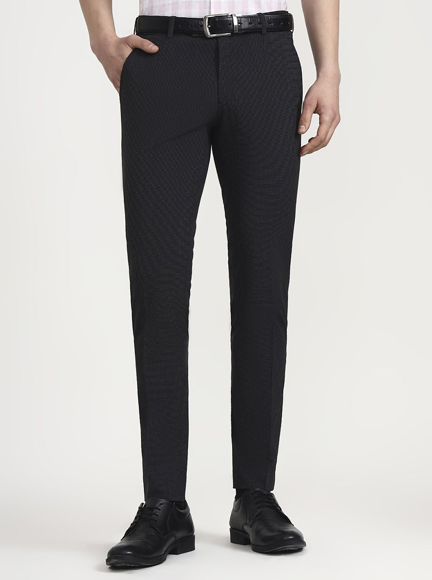 Dark Grey Solid Super Slim Fit Formal Trouser | JadeBlue Youth