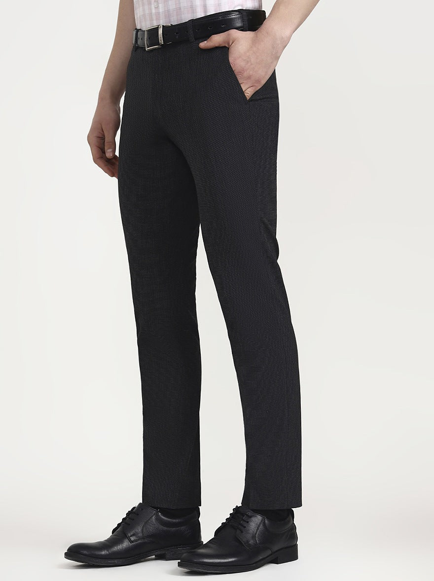 Dark Grey Solid Super Slim Fit Formal Trouser | JadeBlue Youth