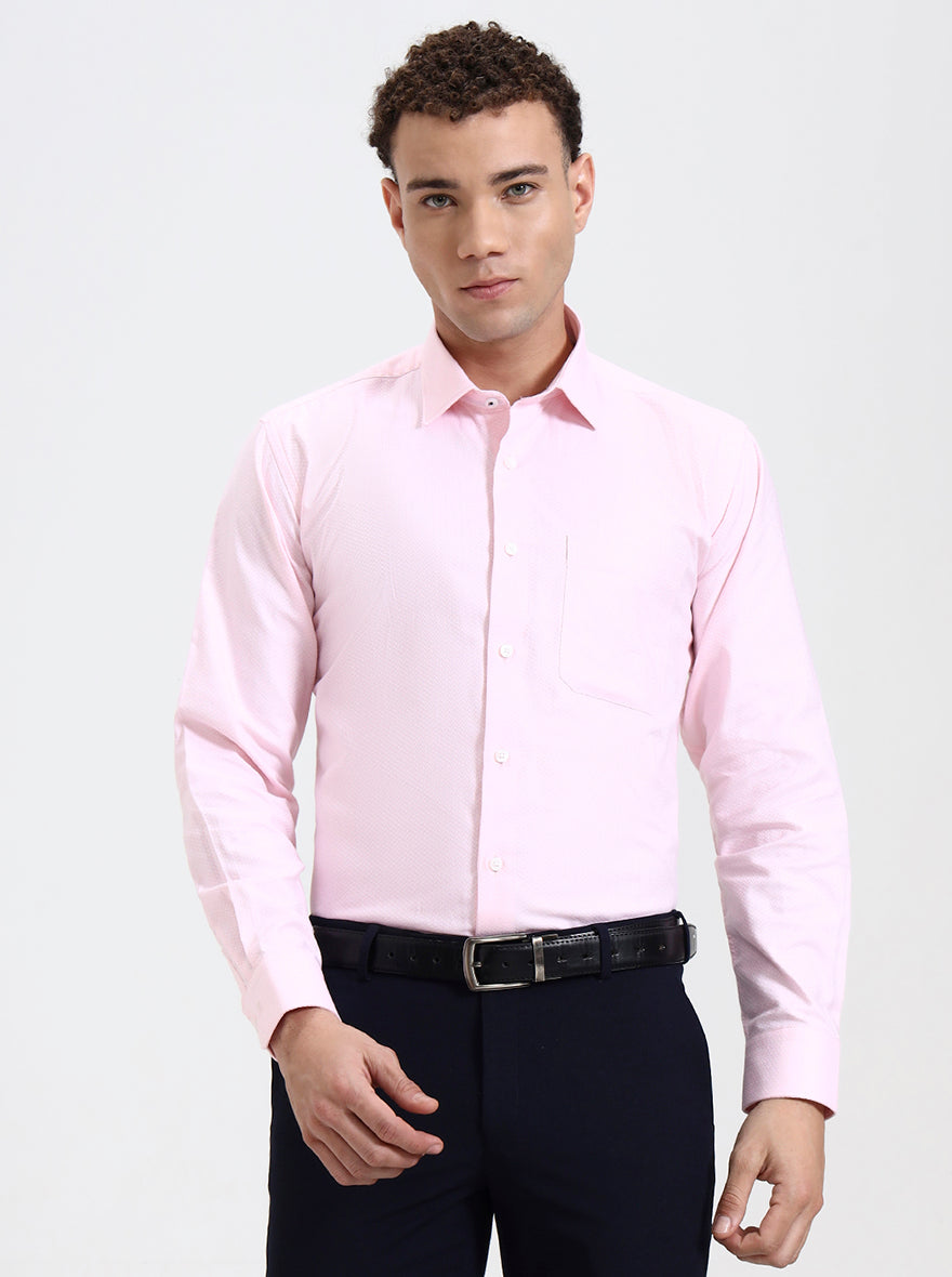 Pink Printed Regular Fit Formal Shirt | JadeBlue