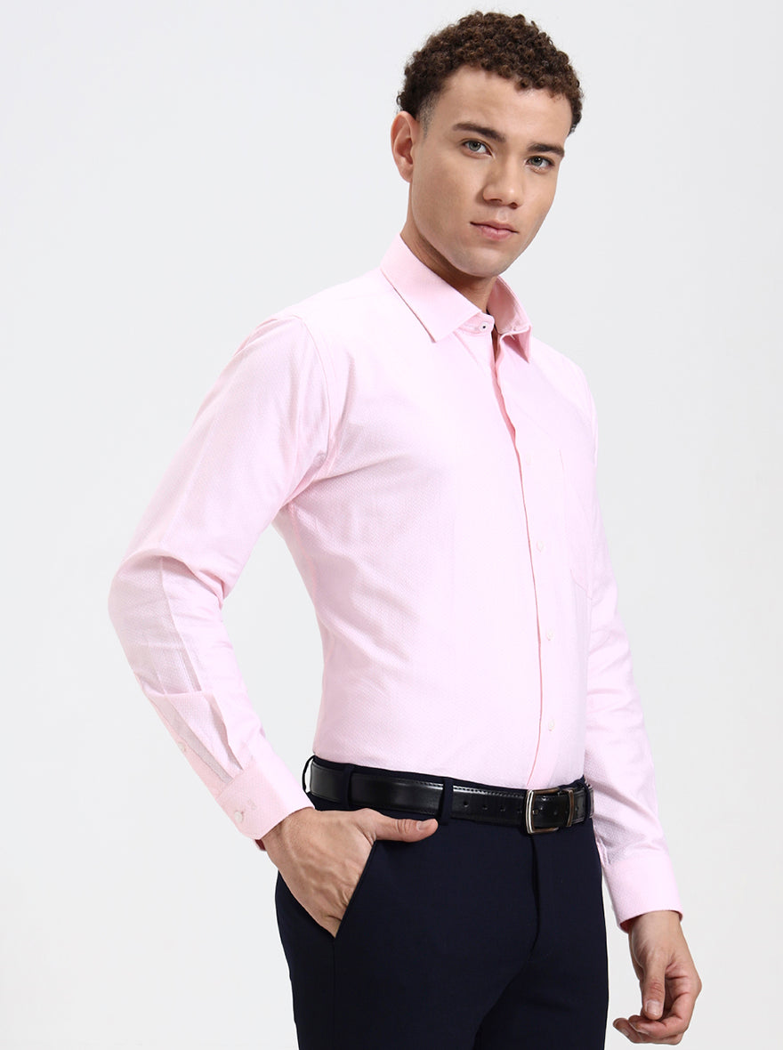 Pink Printed Regular Fit Formal Shirt | JadeBlue