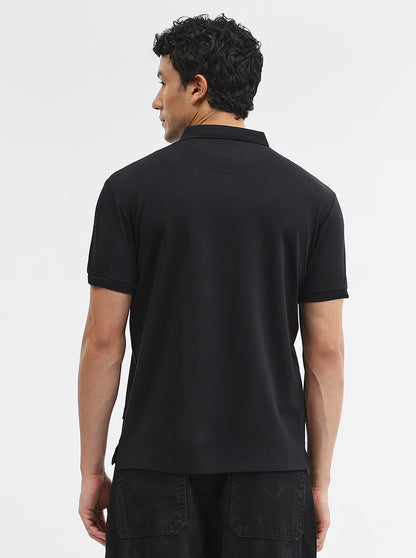 Black Solid Slim Fit Polo T-Shirt | JadeBlue