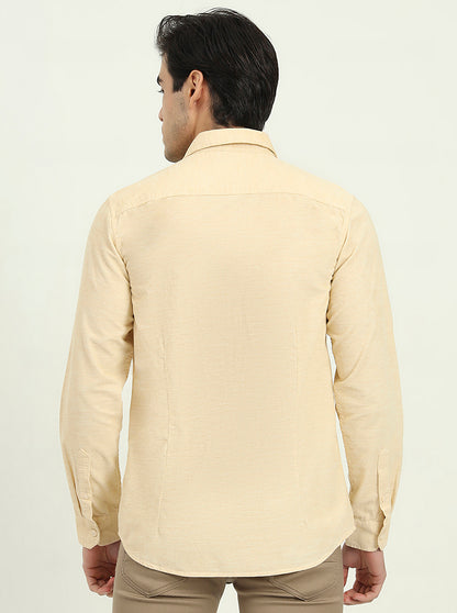 Beige Solid Slim Fit Casual Shirt | JadeBlue