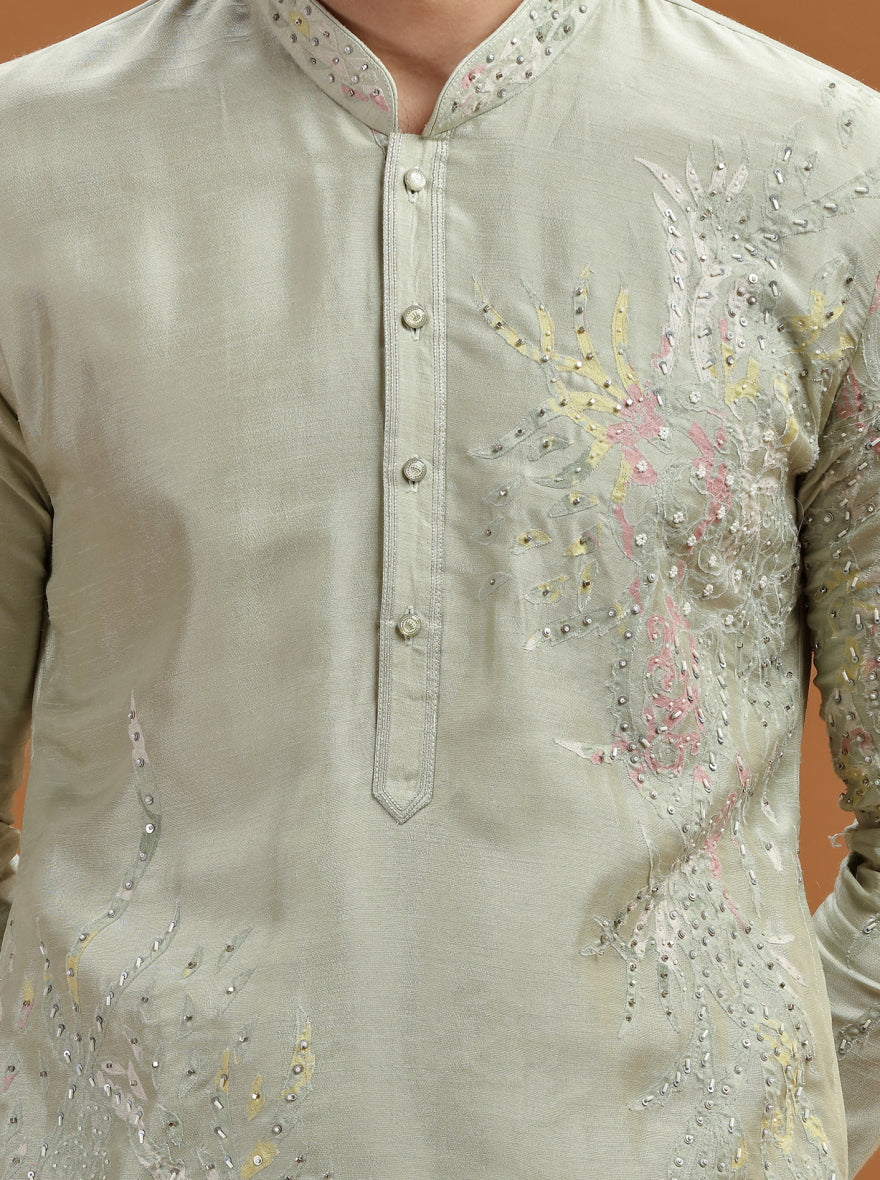 Pista Green Embroidered Kurta | TULA