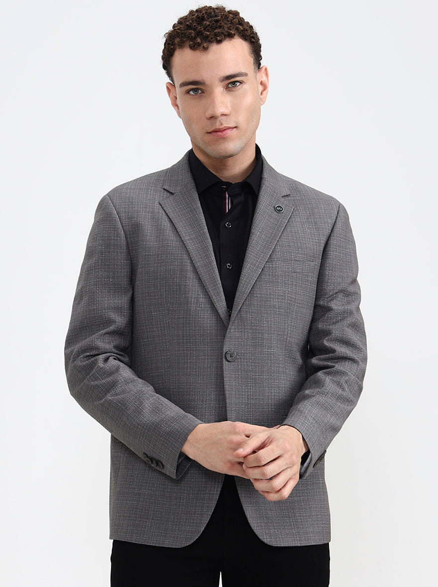 Grey Solid Regular Fit Blazer | Wyre
