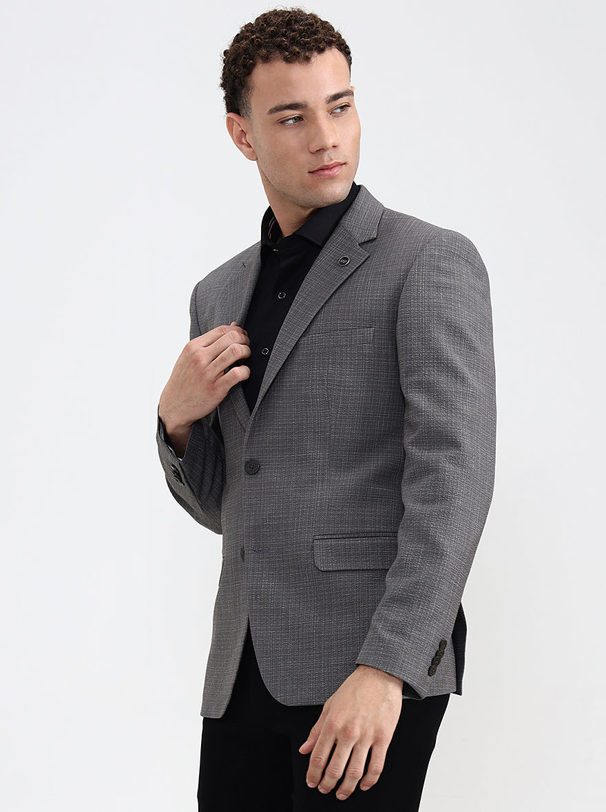 Grey Solid Regular Fit Blazer | Wyre
