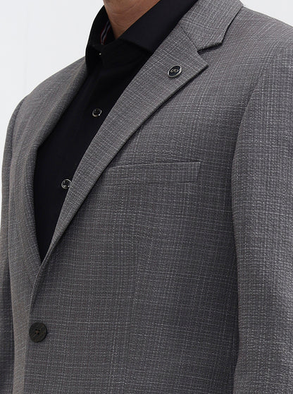 Grey Solid Regular Fit Blazer | Wyre