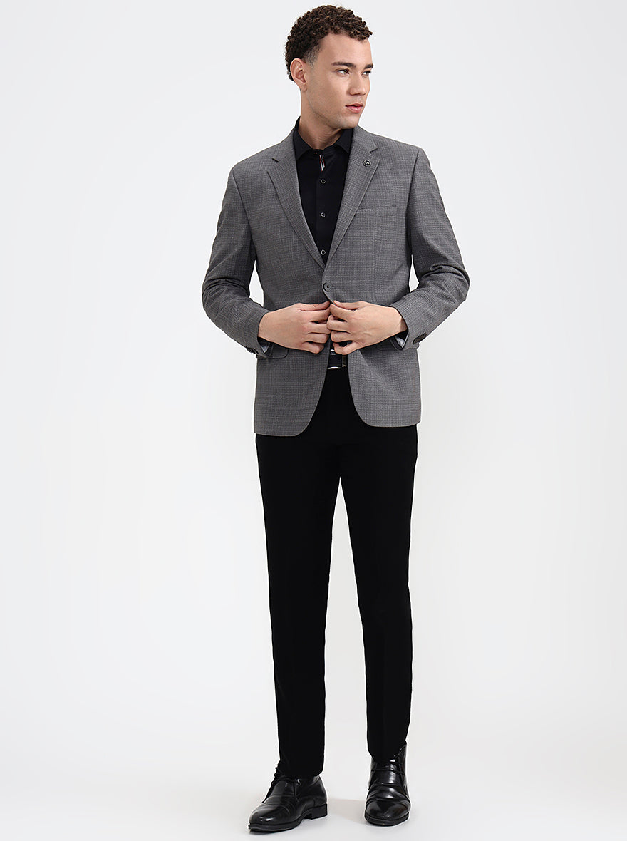 Grey Solid Regular Fit Blazer | Wyre