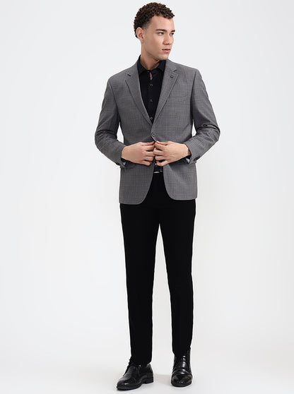 Grey Solid Regular Fit Blazer | Wyre