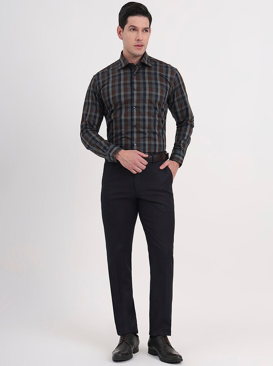 Maroon & Blue Checked Slim Fit Formal Shirt | Metal