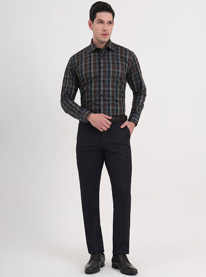 Maroon & Blue Checked Slim Fit Formal Shirt | Metal