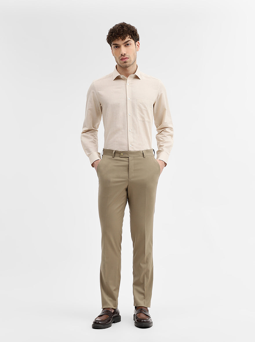 Fawn Solid Slim Fit Formal Trouser | JadeBlue Super Luxe