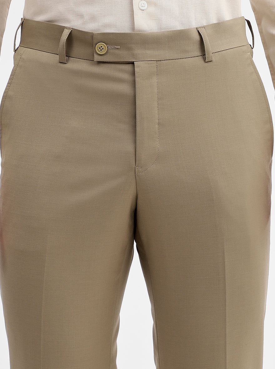 Fawn Solid Slim Fit Formal Trouser | JadeBlue Super Luxe