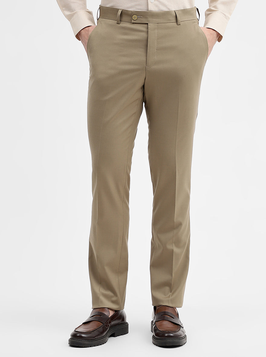 Fawn Solid Slim Fit Formal Trouser | JadeBlue Super Luxe
