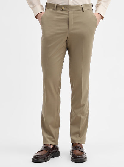 Fawn Solid Slim Fit Formal Trouser | JadeBlue Super Luxe