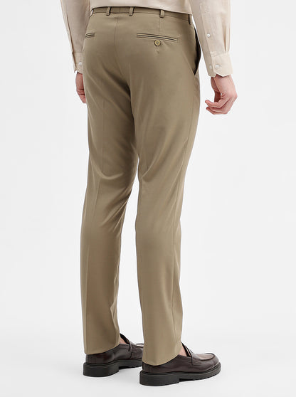 Fawn Solid Slim Fit Formal Trouser | JadeBlue Super Luxe
