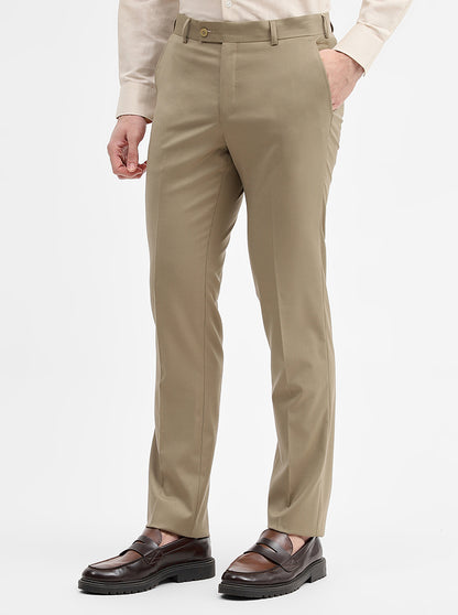 Fawn Solid Slim Fit Formal Trouser | JadeBlue Super Luxe