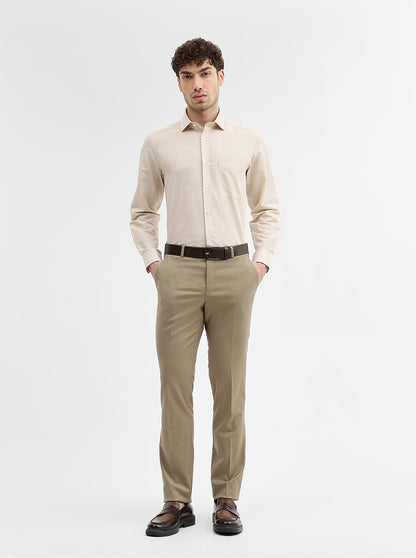 Fawn Solid Slim Fit Formal Trouser | JadeBlue Super Luxe