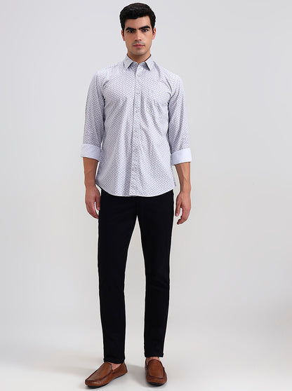 Grey Printed Smart Fit Semi Casual Shirt | Greenfibre