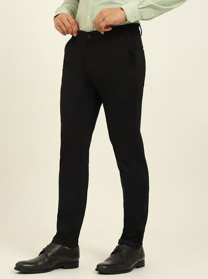 Black Solid Venice Fit Casual Trouser | JadeBlue
