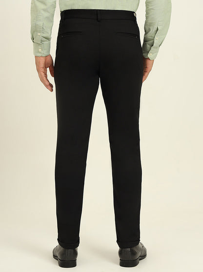 Black Solid Venice Fit Casual Trouser | JadeBlue