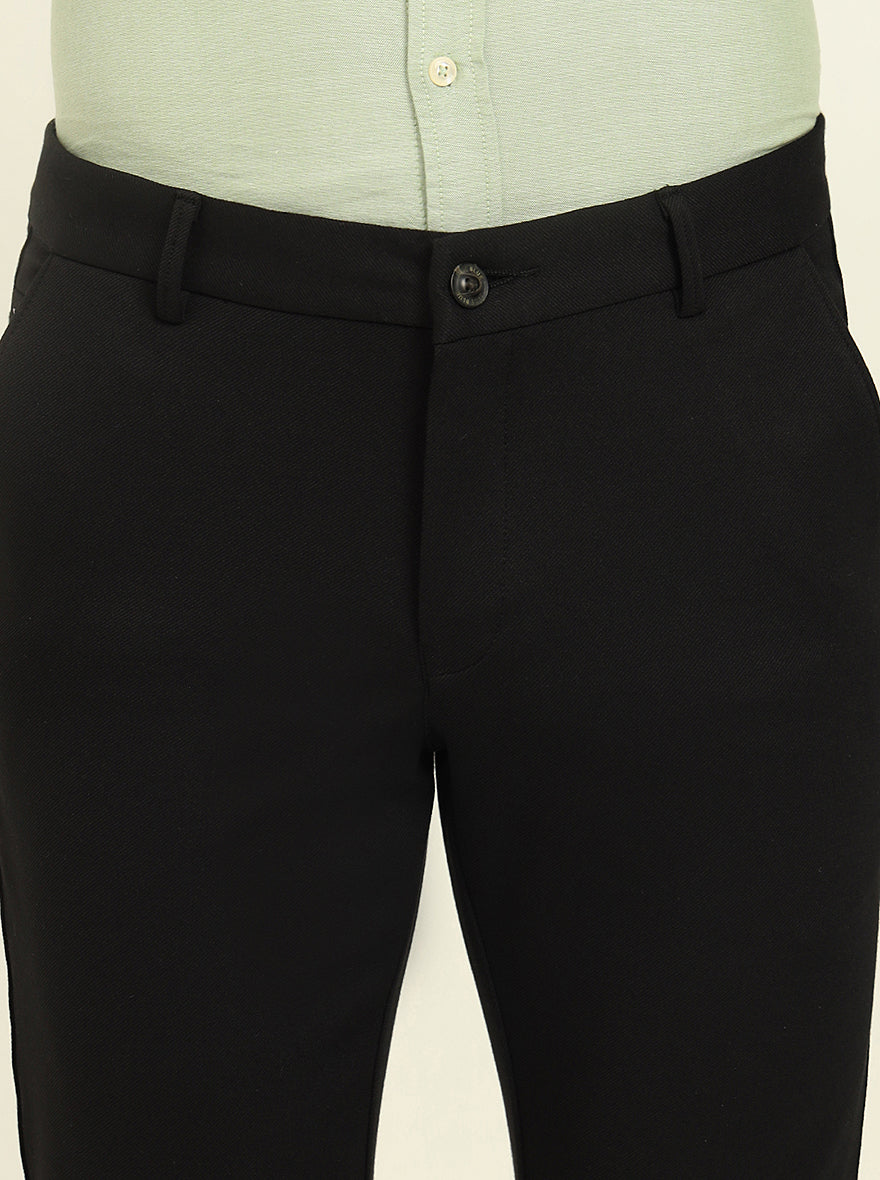 Black Solid Venice Fit Casual Trouser | JadeBlue