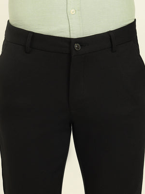 Black Solid Venice Fit Casual Trouser | JadeBlue