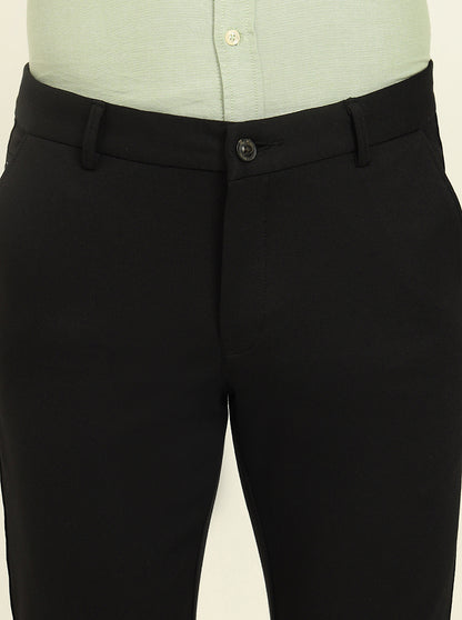 Black Solid Venice Fit Casual Trouser | JadeBlue