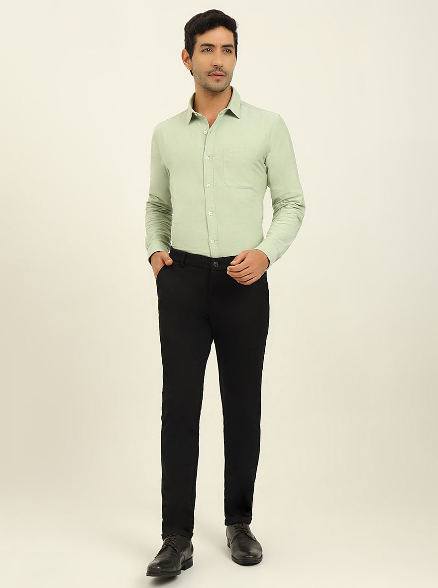 Black Solid Venice Fit Casual Trouser | JadeBlue