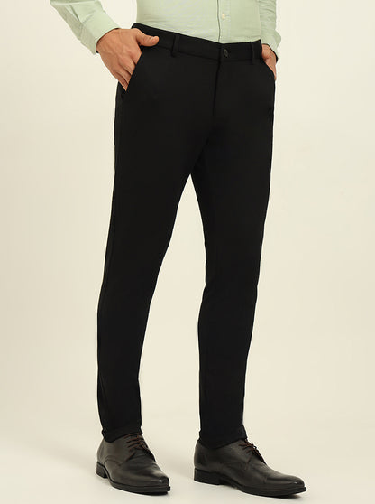 Black Solid Venice Fit Casual Trouser | JadeBlue