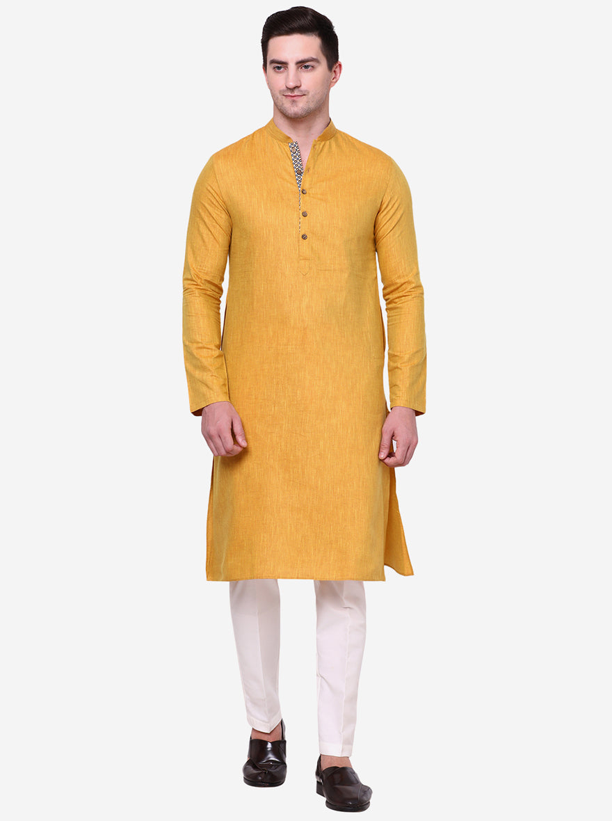 Majestic Light Yellow Solid Kurta | The Kurta Company