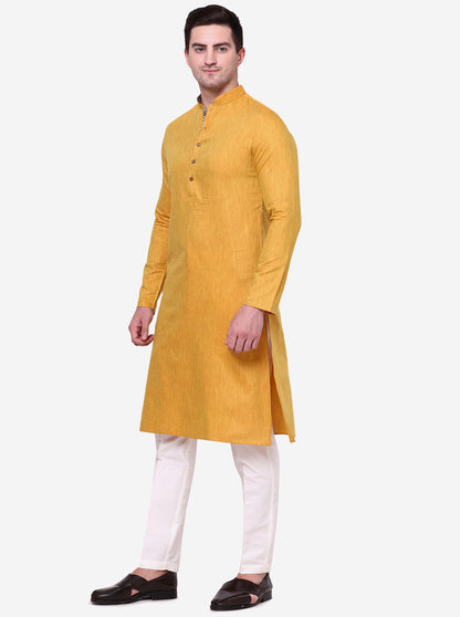 Majestic Light Yellow Solid Kurta | The Kurta Company