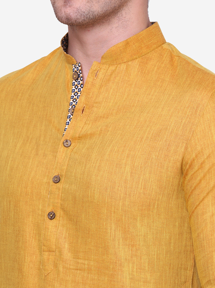 Majestic Light Yellow Solid Kurta | The Kurta Company