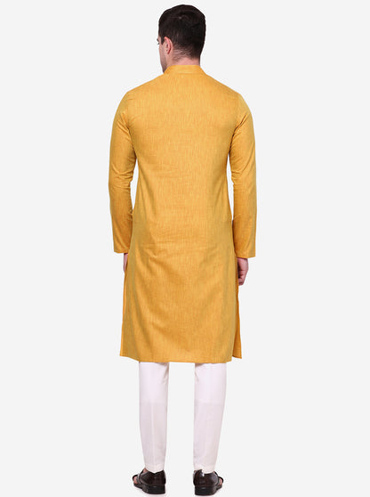 Majestic Light Yellow Solid Kurta | The Kurta Company