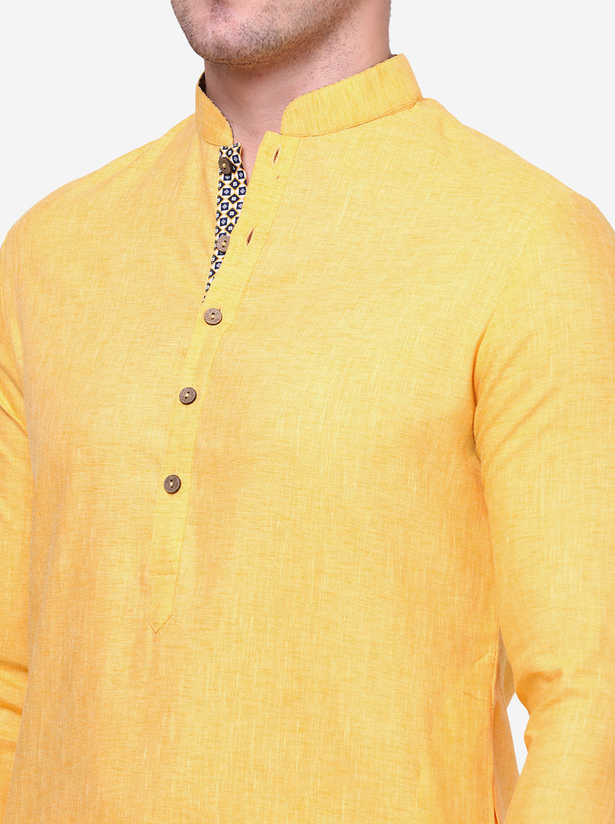 Traditional Yellow Solid Kurta | The Kurta Company