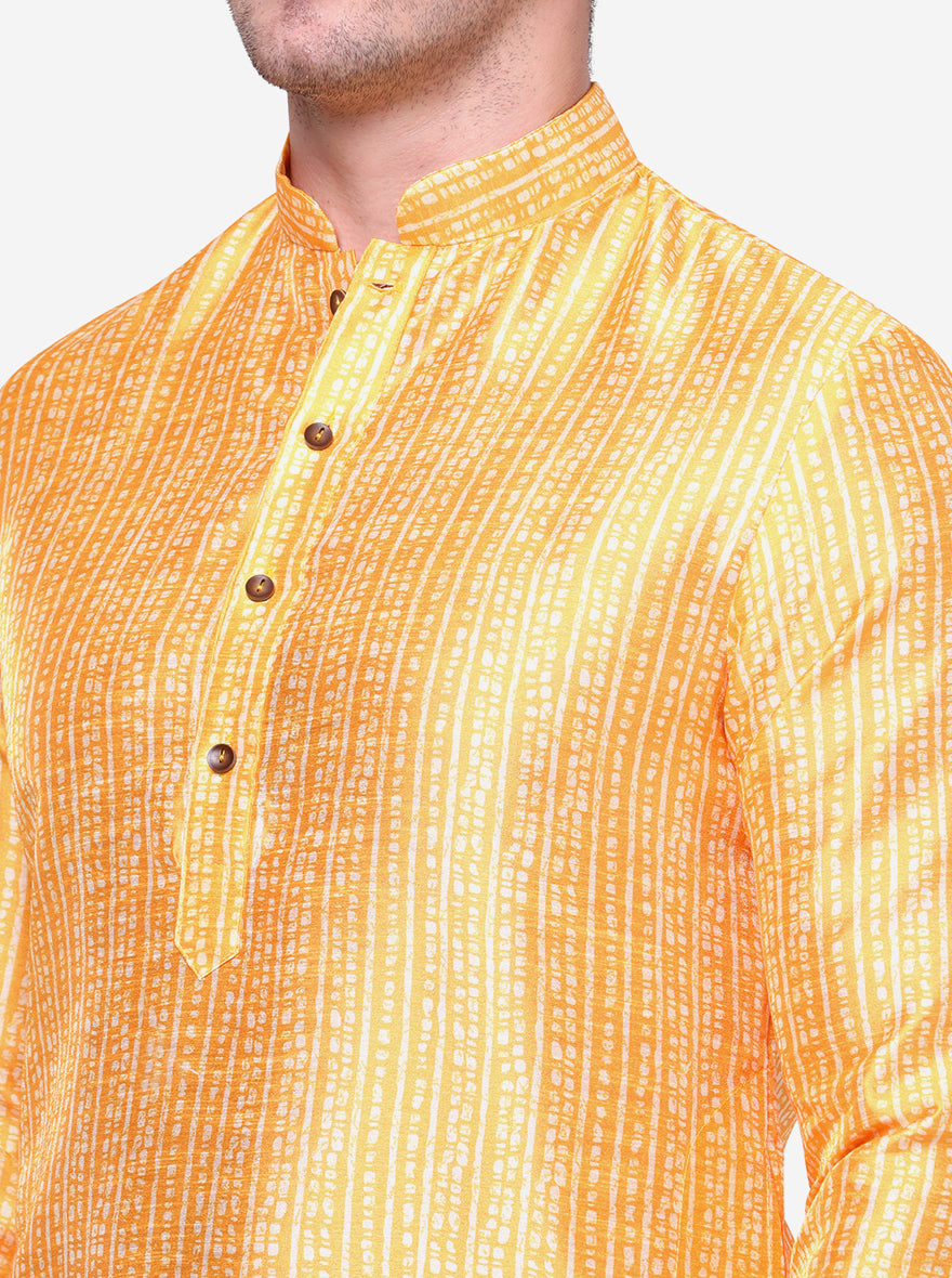 Ethnic Yellow Printed Kurta | The Kurta Company