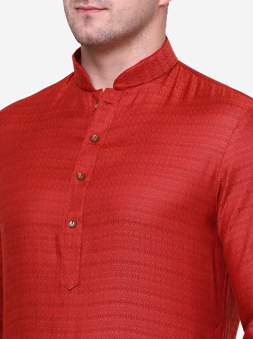 Trendy Maroon Self-Textured Kurta | The Kurta Company