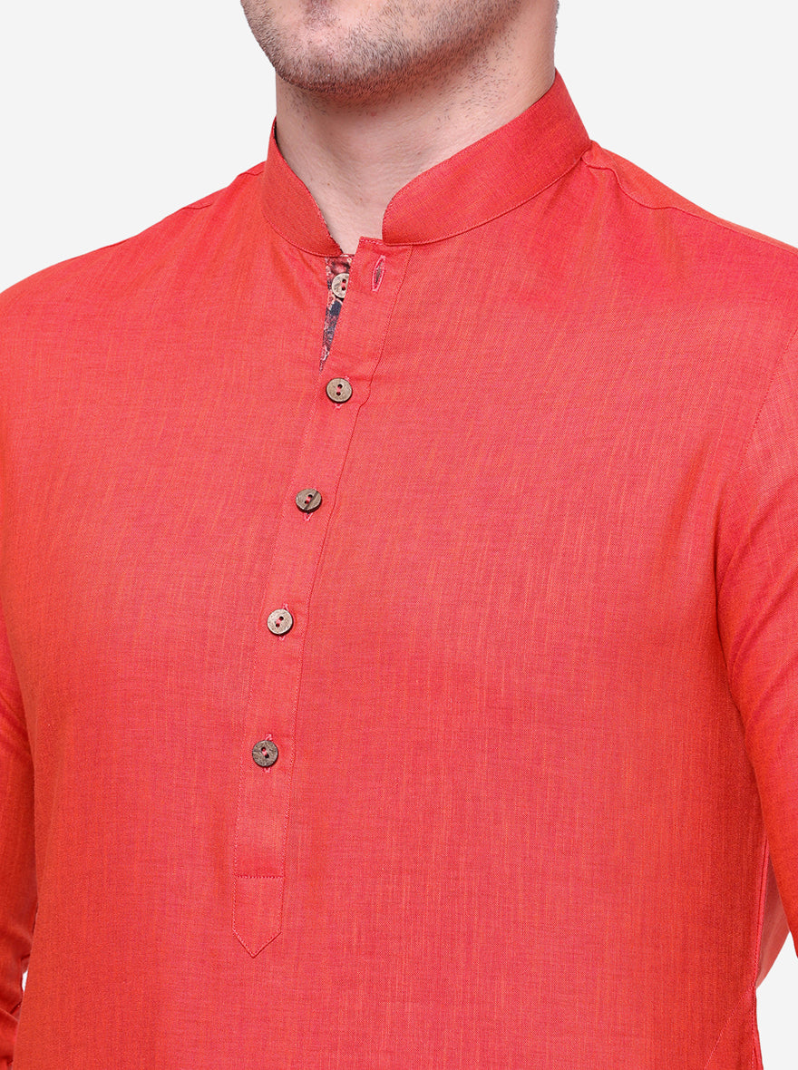 Lively Tomato Red Solid Kurta | The Kurta Company