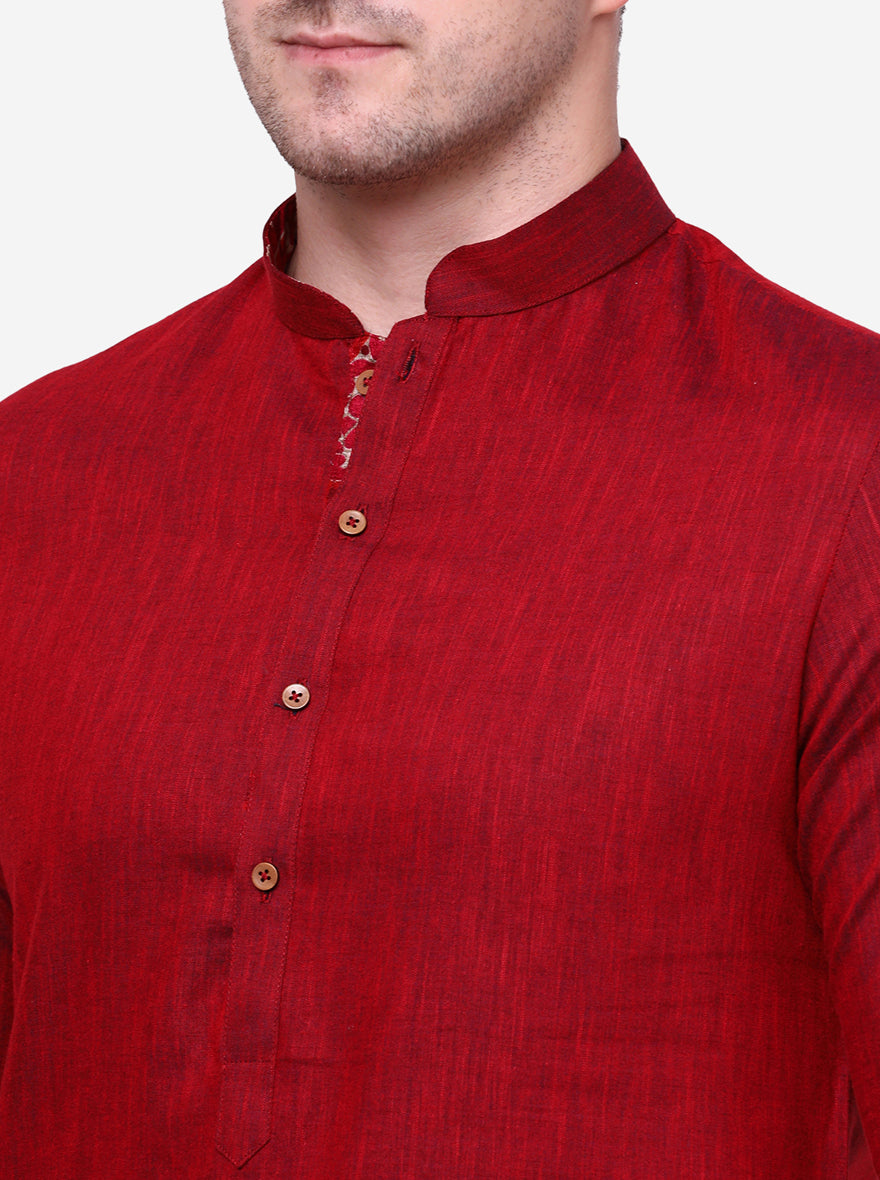 Majestic garnet Pink Solid Kurta | The Kurta Company