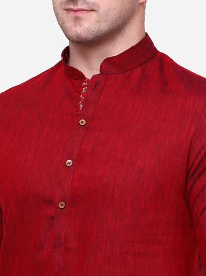 Majestic garnet Pink Solid Kurta | The Kurta Company