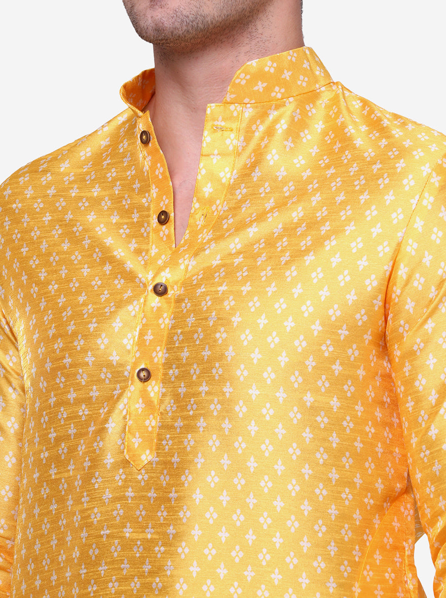 Festive Yellow Printed Kurta | The Kurta Company