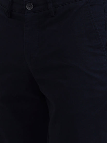 Navy Blue Solid Neo Fit Casual Trouser | Greenfibre